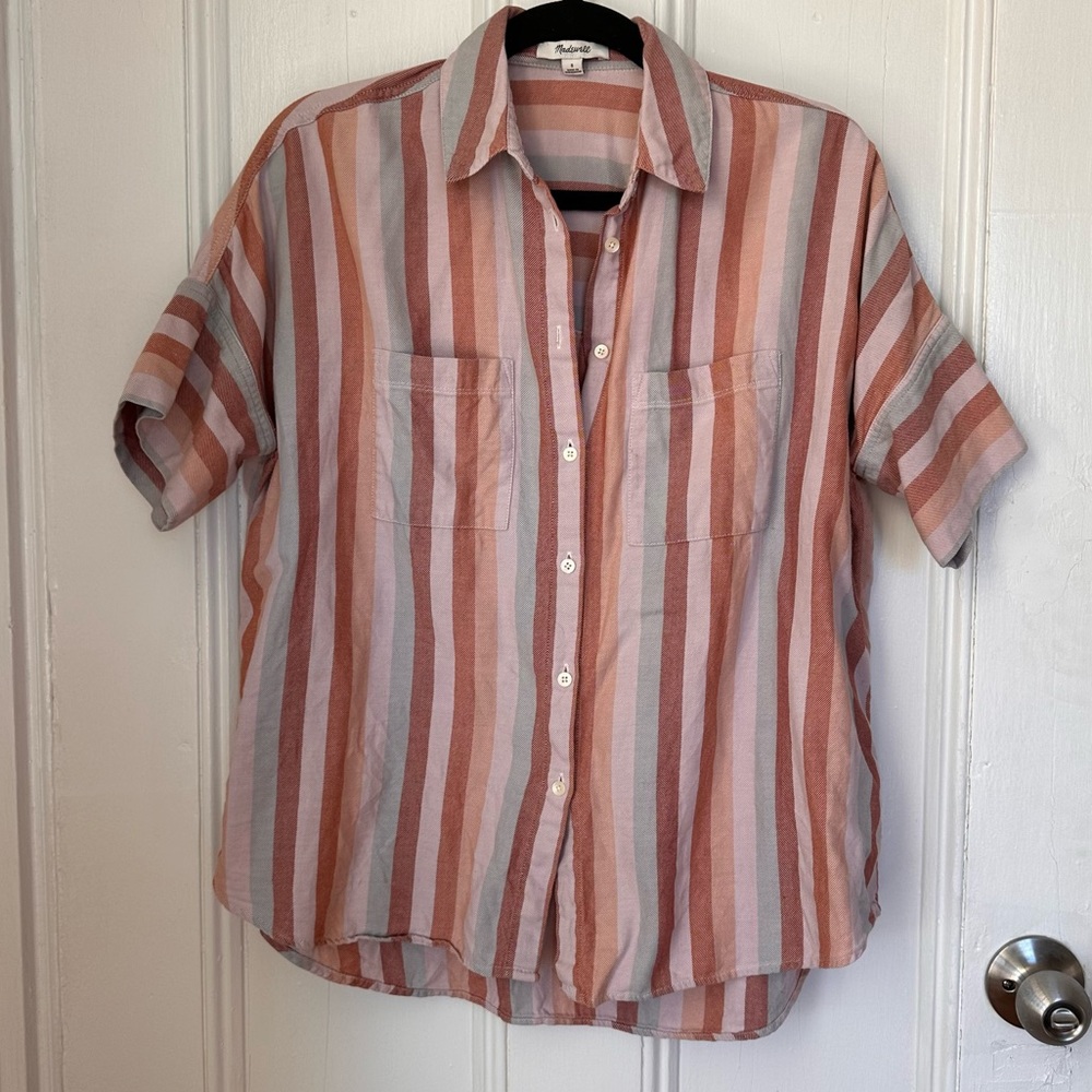Madewell Flannel Courier Shirt in Sunrise Stripe - Picture 2 of 10